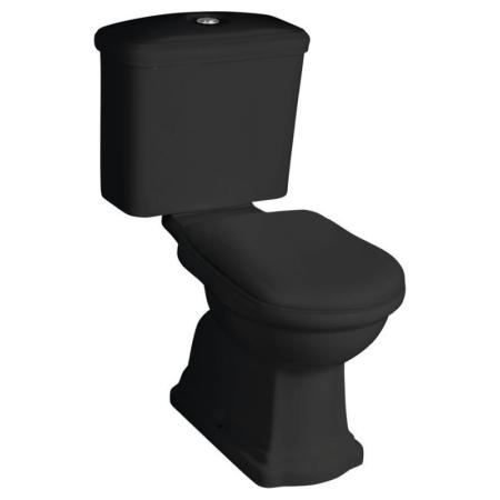 Kerasan Retro Zestaw Toaleta WC stojąca kompaktowa + spłuczka odpływ poziomy czarny/chrom WCSET35-RETRO-ZO
