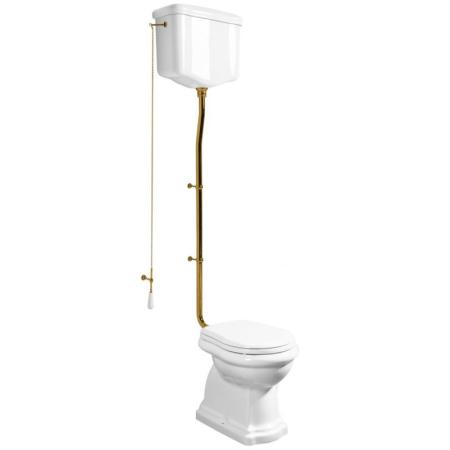 Kerasan Retro Zestaw Toaleta WC stojąca kompaktowa + spłuczka odpływ dolny biały/brąz WCSET17-RETRO-SO