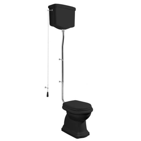 Kerasan Retro Zestaw Toaleta WC stojąca kompaktowa + spłuczka odpływ dolny czarny/chrom WCSET29-RETRO-SO