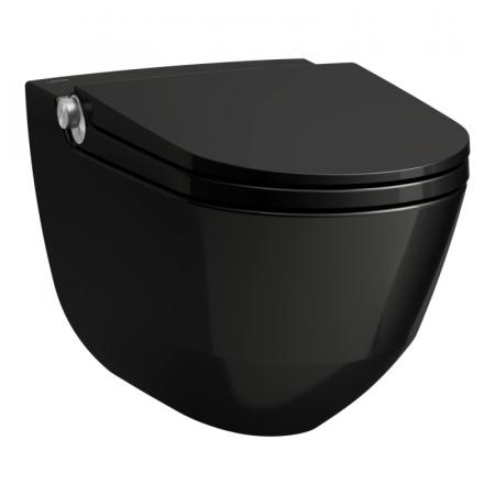 Laufen Cleanet Riva Zestaw Toaleta WC myjąca bez kołnierza + deska wolnoopadająca czarny połysk H8206910200001