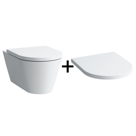 Laufen Kartell Zestaw Toaleta WC podwieszana 54,5x37 cm Rimless bez kołnierza z deską wolnoopadającą, biała H8203370000001+H8913330000001