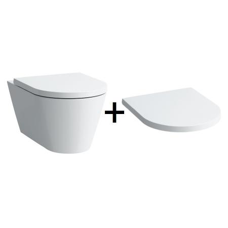 Laufen Kartell Zestaw Toaleta WC podwieszana 54,5x37 cm Rimless bez kołnierza z deską wolnoopadającą biała LCC H8203374000001+H8913330000001