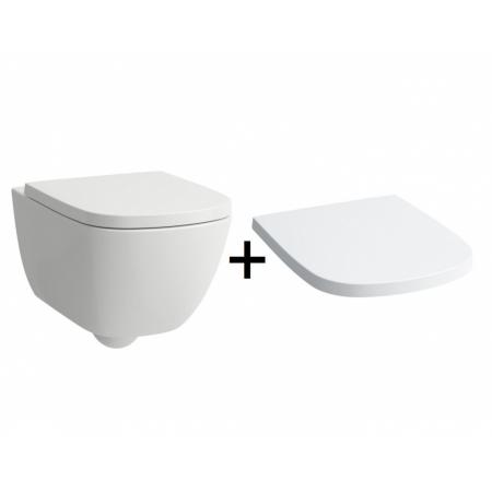 Laufen Palomba Zestaw Toaleta WC podwieszana 54x36,5 cm Rimless bez kołnierza + deska wolnoopadająca biały H8208020000001+H8918020000001