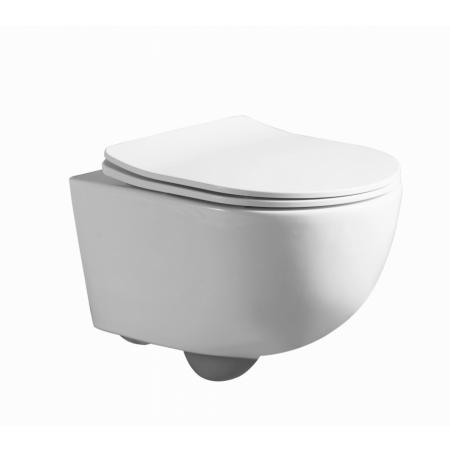 Lavita Brava Zestaw Toaleta WC 48,5x36,5 cm krótka bez kołnierza + deska wolnoopadająca biała 5900378312192