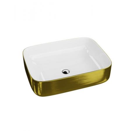 Lavita Galera Brushed Gold Umywalka nablatowa 50,5x40 cm biały/złoty 5900378325741