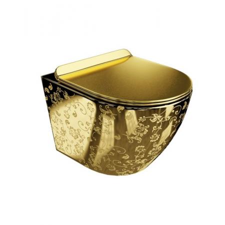 Lavita Sofi Slim Golden Eye Zestaw Toaleta WC bez kołnierza 49x36,5 cm + deska wolnoopadająca złoty 5900378326526