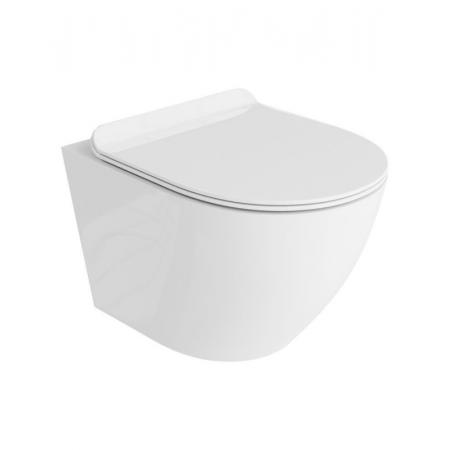 Legersen Lobelia Zestaw Toaleta WC 49x36,5x39,5 cm krótka bez kołnierza + deska wolnoopadająca biały połysk/biały LEWC66680