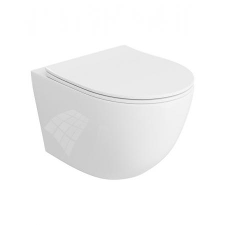 Legersen Scewola Zestaw Toaleta WC 49x36,5x39,5 cm krótka bez kołnierza + deska wolnoopadająca biały połysk/biały LEWC77790