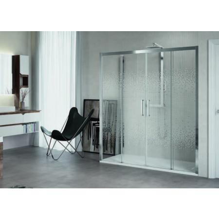 Novellini Kuadra 2A Drzwi prysznicowe przesuwne z polami stałymi 126-132x200 cm szkło przezroczyste, profile chrom KUAD2A126-1K