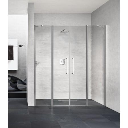 Novellini Young 2.0 2A Drzwi prysznicowe uchylne wnękowe 117-121x200 cm, profile chrom szkło przezroczyste Y22A117-1K