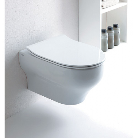 Olympia Ceramica Clear Toaleta WC podwieszana Rimless 50x36 cm z deską sedesową wolnoopadającą, biała CLE1202R01+C5CN01