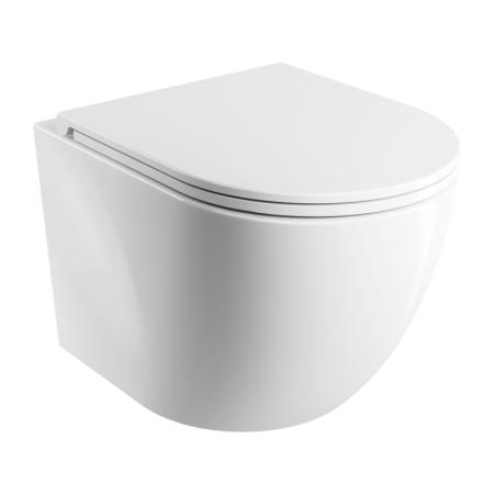 Omnires Ottawa Zestaw Toaleta WC bez kołnierza krótka + deska wolnoopadająca biały połysk OTTAWASPXMWBP