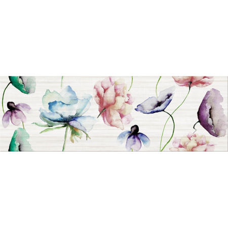 Opoczno Elegant Stripes Multicolour Inserto Flower Listwa dekoracyjna 25x75x1,05 cm, biała, niebieska, fioletowa błyszcząca OD681-008