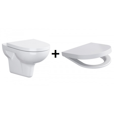 Opoczno Street Fusion Zestaw Toaleta WC podwieszana 52,5x36x37 cm z deską sedesową wolnoopadającą, biały OK579-002-BOX+K98-0130