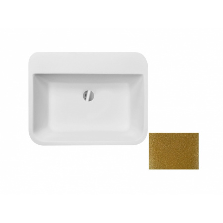 PMD Besco Assos S-Line Glam Umywalka nablatowa 50x40 cm złota/biała UMD-AP-NBZ