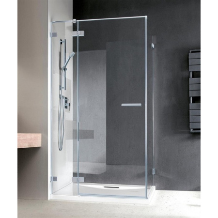 Radaway Euphoria KDJ Kabina prysznicowa 100x80x200 cm drzwi uchylne z listwą progową prawa, profile chrom szkło przezroczyste 383612-01L+383240-01L+383051-01