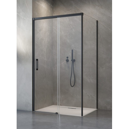 Radaway Idea Black KDS Drzwi prysznicowe przesuwne 140x200,5 cm prawe profile czarne szkło przejrzyste 10115140-54-01R