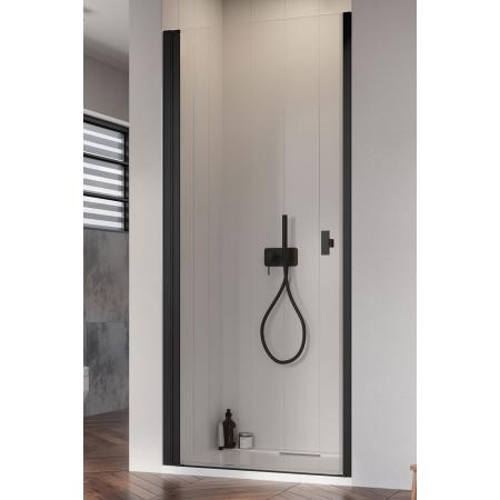 Radaway Nes Black DWJ I Drzwi prysznicowe wnękowe 80x200 cm lewe, profile czarne, szkło przezroczyste z powłoką EasyClean 10026080-54-01L