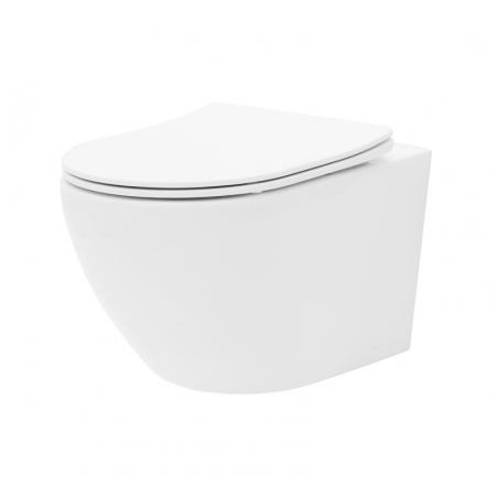 Rea Carlo Mini Zestaw Toaleta WC podwieszana 48x37 cm Rimless bez kołnierza z deską wolnoopadającą Flat biały REA-C2760
