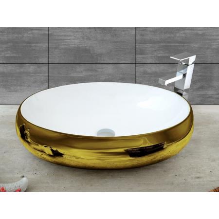 Rea Melania Gold Umywalka nablatowa 60x40 cm, biała/złota REA-U1050
