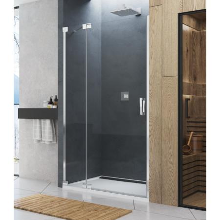 Ronal Sanswiss Cadura CA13 D Drzwi prysznicowe wahadłowe 110x200 cm z elementem stałym prawe, profile srebrny połysk szkło przezroczyste Aquaperle CA13D1105007