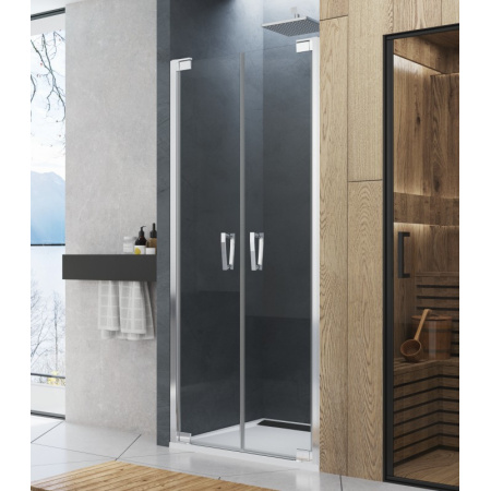 Ronal Sanswiss Cadura CA2C Drzwi prysznicowe wahadłowe 100x200 cm, profile srebrny połysk szkło przezroczyste Aquaperle CA2C1005007