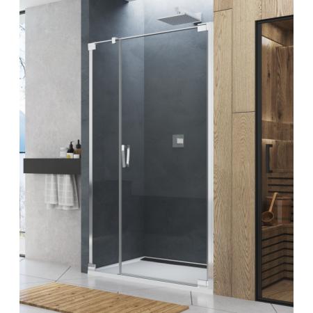 Ronal Sanswiss Cadura CA31C D Drzwi prysznicowe wahadłowe 80x200 cm ze ścianką stałą prawe, profile srebrny połysk szkło przezroczyste Aquaperle CA31CD0805007
