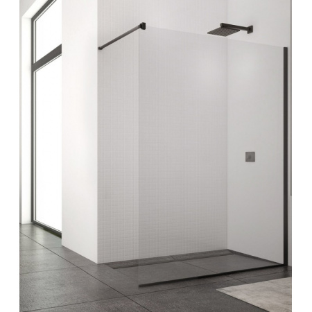 Ronal Sanswiss Easy Black Ścianka prysznicowa Walk-in 80x200 cm, profile czarny mat szkło przezroczyste Aquaperle STR4P0800607
