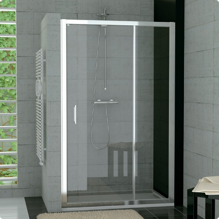 Ronal Sanswiss Top-Line Drzwi jednoczęściowe ze ścianką stałą w linii 110x190 cm, profile białe szkło przezroczyste TED11000407