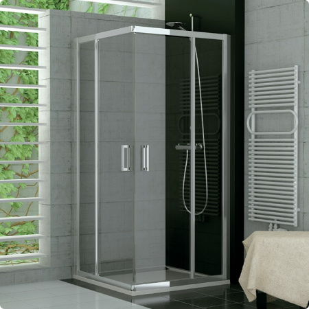 Ronal Sanswiss Top-Line Kabina prysznicowa asymetryczna narożna z drzwiami rozsuwanymi 120x190 cm drzwi lewe, profile srebrny mat szkło przezroczyste TOPG12000107