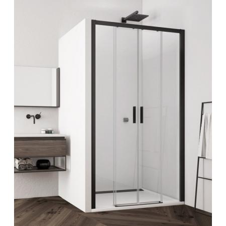 Ronal Sanswiss Top-Line S Black TLS4 Drzwi prysznicowe przesuwne 160x200 cm, profile czarny mat szkło przezroczyste Aquaperle TLS41600607