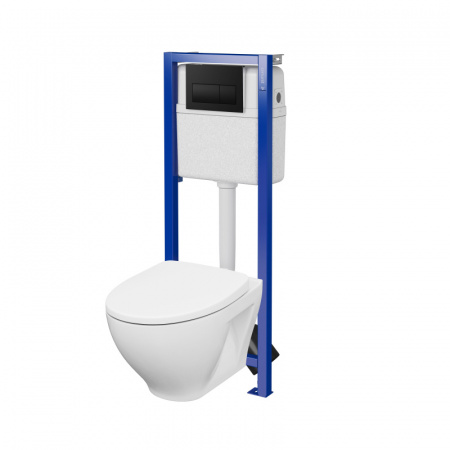 Cersanit Moduo SET B968 Zestaw Toaleta WC bez kołnierza + deska wolnoopadająca + stelaż podtynkowy WC Economy + przycisk WC S701-740