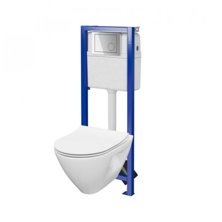 Cersanit Mille Plus SET B970 Zestaw Toaleta WC bez kołnierza + deska wolnoopadająca + stelaż podtynkowy WC Economy + przycisk WC S701-741