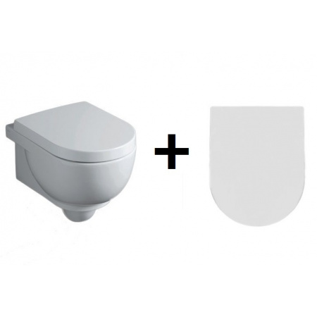 Simas E-Line Zestaw Muszla klozetowa miska WC podwieszana z deską sedesową zwykłą, biały EL18+EL003