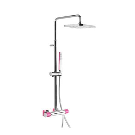 Tres Loft-Colors Zestaw prysznicowy z baterią termostatyczną i deszczownicą, różowy fuksja 200.195.01.FU