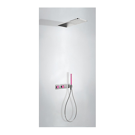 Tres Loft-Colors Zestaw prysznicowy termostatyczną i deszczownicą różowy fuksja 207.352.02.FU