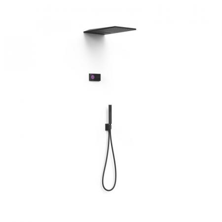 Tres Shower Technology Zestaw prysznicowy podtynkowy termostatyczny elektroniczny z deszczownicą czarny mat 09288308NM