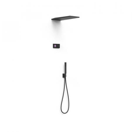 Tres Shower Technology Zestaw prysznicowy podtynkowy termostatyczny elektroniczny z deszczownicą czarny mat 09288551NM