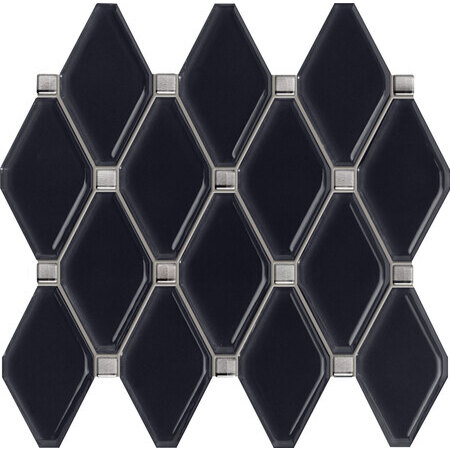 Tubądzin Abisso navy Mozaika ścienna 74,8x7,2x1,15 cm, czarna, szara, połysk TUBMSABI74872115