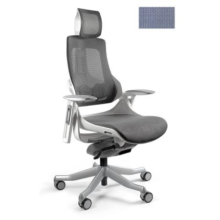 Unique Wau fotel biurowy biały/siatka royalblue W-609-W-NW43