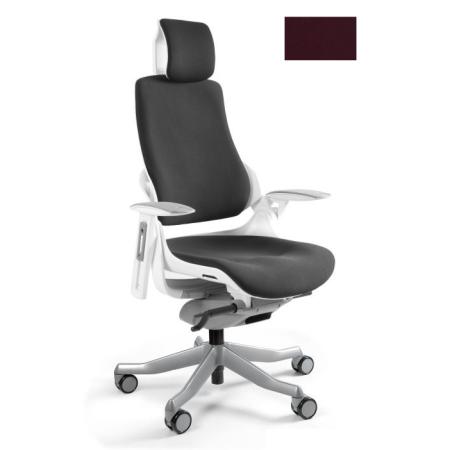 Unique Wau fotel biurowy biały/tkanina burgundy W-609-W-BL403