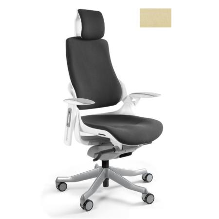 Unique Wau fotel biurowy biały/tkanina buttercup W-609-W-BL407