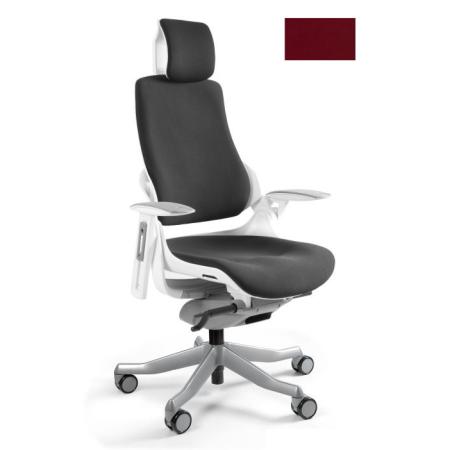 Unique Wau fotel biurowy biały/tkanina deepred W-609-W-BL402