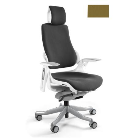 Unique Wau fotel biurowy biały/tkanina khaki W-609-W-BL408