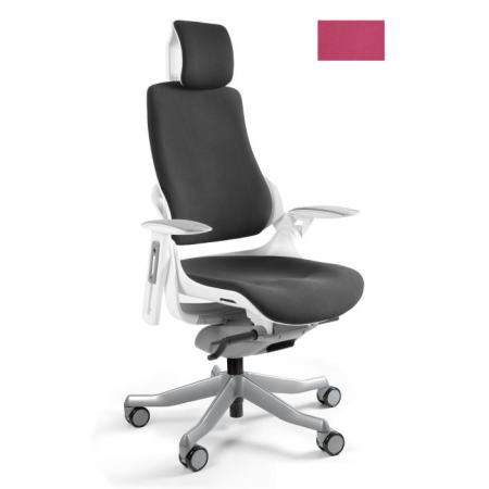 Unique Wau fotel biurowy biały/tkanina magenta W-609-W-BL401