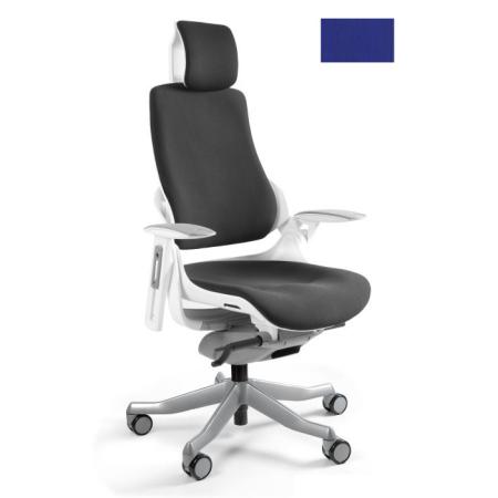Unique Wau fotel biurowy biały/tkanina royalblue W-609-W-BL415