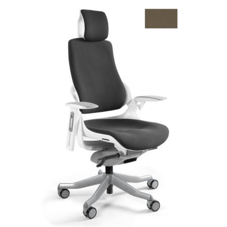 Unique Wau fotel biurowy biały/tkanina taupe W-609-W-BL409
