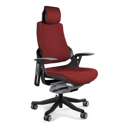 Unique Wau fotel biurowy czarny/tkanina deepred W-609-B-BL402