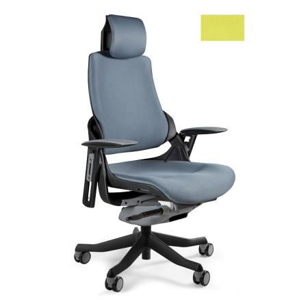 Unique Wau fotel biurowy czarny/tkanina mustard W-609-B-BL410
