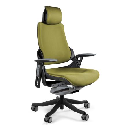 Unique Wau fotel biurowy czarny/tkanina olive W-609-B-BL411